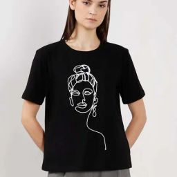 Vero Moda Black Cotton Regular Fit Embroidered T-Shirt-picture-16