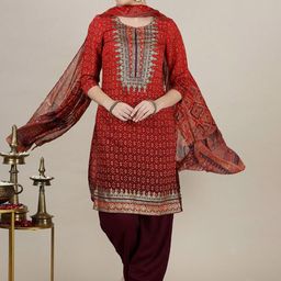AURELIA Women Geometric Checked Thread Work Kurta-picture-20