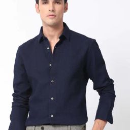 Rare Rabbit Blue Regular Fit Solid Shirt-picture-9