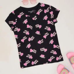 Pantaloons Junior Girls Jet Black Cotton Printed T-Shirts-image-90