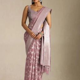 Soch Onion Pink Tussar Woven Design Saree With Stitched Blouse-picture-3