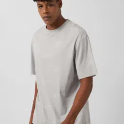 Reebok Grey Cotton Regular Fit Printed Sports T-Shirt-image-99