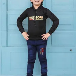 Bold Born Boys Printed Hooded Sweatshirt With Jeans-image-83