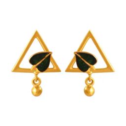 P.C. Chandra Jewellers 22KT Yellow Gold Studs Earrings With A Leaf and A Ball Drop-image-40