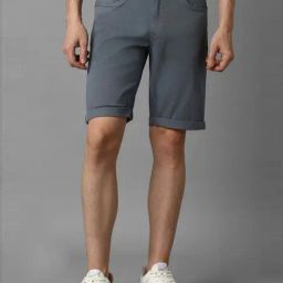Louis Philippe Jeans Grey Cotton Slim Fit Shorts-picture-11