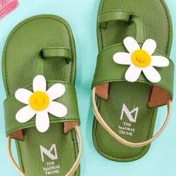 Madras Trunk Kids Green Toe Ring Sandals-image-82