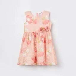 Fame Forever by Lifestyle Girls Peach Cotton Printed Dress-picture-31