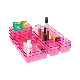 Aura Pink Set of 14 Pieces Regular Wardrobe Makeup Organiser-41