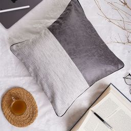 Folkstorys Grey Colourblocked Square Cushion Cover-picture-26