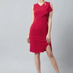 Athena Women Red Solid Bodycon Dress-image-75