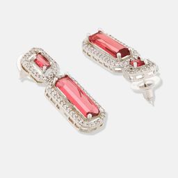 Anouk Silver Plated Cubic Zirconia Studded Geometric Shaped Drop Earrings image 5