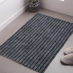 Kuber Industries Grey & Black Striped Microfiber Anti-Skid Door Mat-58