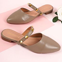 DressBerry Women Embellished Pointed Toe Mules Flats-picture-0