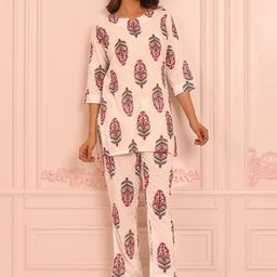 Kwatchi Printed Pure Cotton Tunic With Trousers Co-Ords-12