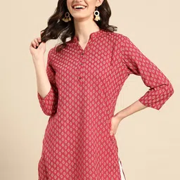 Sangria Red Floral Printed Kurti-picture-44