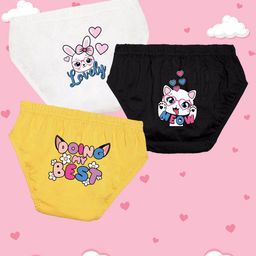 NUSYL Girls Pack Of 3 Printed Pure Cotton Basic-picture-16