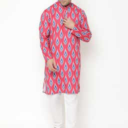 Hangup Men Red Printed Kurta with Pyjamas-picture-10