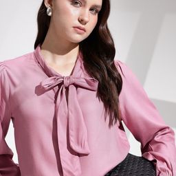 her by invictus Tie-Up Neck Puff Sleeve Top-image-83