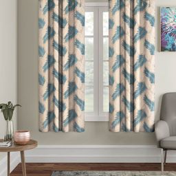 Cortina Blue & Cream-Coloured Set of 2 Window Curtains-1