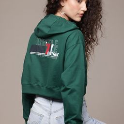 The Roadster Lifestyle Co. Printed Hooded Crop Sweatshirt-image-35