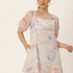 AND Sequined Embellished Floral Puff Sleeves A-Line Dress-image-87