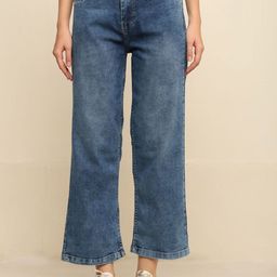 zayla Women Comfort Wide Leg High-Rise Low Distress Light Fade Stretchable Jeans-image-57