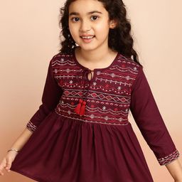 BAESD Girls Embroidered Tie-Up Neck Peplum Top-picture-15