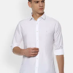 V Dot Men White Slim Fit Solid Casual Shirt-image-60