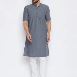 even Men Grey Solid Straight Kurta-image-49