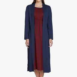 Amante Women Navy Blue Solid Sleep Robe-image-12