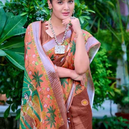 Sidhidata Floral Zari Block Print Saree-4