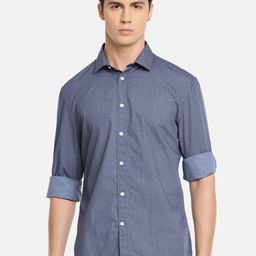 Celio Men Navy Blue Slim Fit Printed Casual Shirt-image-3