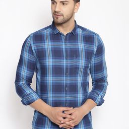 SHOWOFF Men Blue Cotton Classic Slim Fit Checked Casual Shirt-image-29