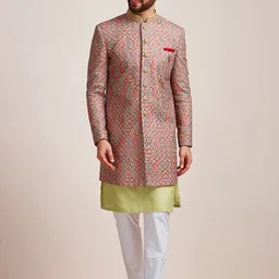 Manyavar Men 3 Piece Woven Design Sherwani-picture-47