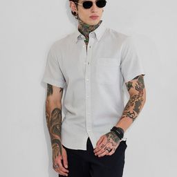 Snitch Men Slim Fit Button-Down Collar Solid Formal Shirt-picture-8