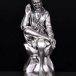 Exotic India Silver-Toned Lord Sai Baba Religious Brass Idol Showpiece-image-31