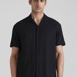 Mufti Men Relaxed Fit Textured Cuban Collar Casual Shirt-image-93