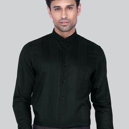 Berkshire Men Smart Slim Fit Band Collar Vertical Striped Formal Shirt-image-68