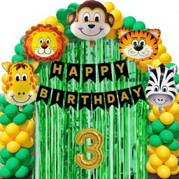 Bubble Trouble 3 Year Jungle Theme Birthday Decoration Kit - Pack of 37-image-97