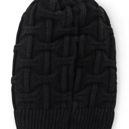 Pine Kids Knitted Cable Knit Design Beanie Cap Black - Diameter 11 cm-15