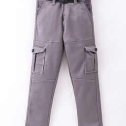 Rikidoos Full Length Solid Pant With Belt - Grey-image-67
