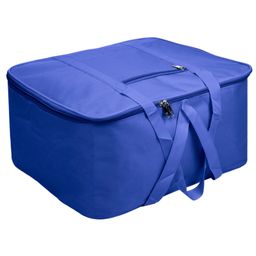 Kuber Industries Underbed Storage BagRexine Blanket CoverLightweight Storage BagFoldable Razai BagZipper Storage Bag For Clothes with HandleSmall,Blue,-15