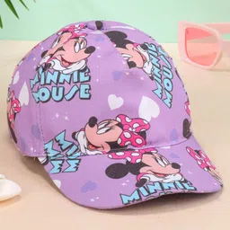 Babyhug Disney Cotton Summer Cap With Minnie Mouse All Over Print - Lavender-picture-31