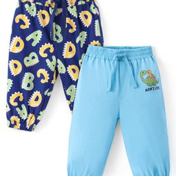 Doodle poodle  Cotton Single Jersey Full Length Lounge Pant with Alphabet & Dino Print Pack of 2- Blue-image-37