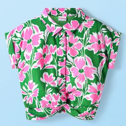 Babyhug Rayon Woven Sleeveless Top With Floral Print - Green-picture-14