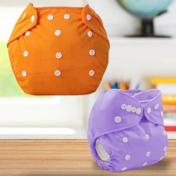 Sparkle Joy Free Size Reusable Cloth Diaper Without Insert Pack Of 2 - Orange & Purple-18