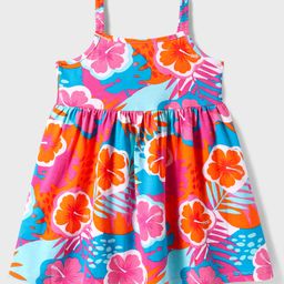 Babyhug Cotton Woven Sleeveless Dress With Floral Print - Multicolor-image-74