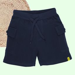 Kiddopanti Cotton Solid Cargo Shorts - Navy Blue-image-106