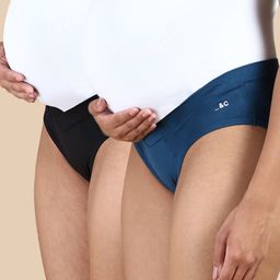 &Circus Pack Of 2 Solid Low Rise Maternity Comfort Panties - Multi Colour-image-2