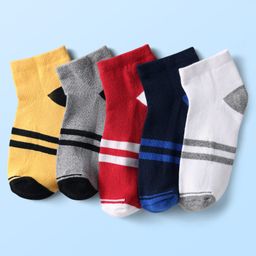 Pine Kids Knit Ankle Length Socks with Stripe Design Pack of 5 - Color May Vary-image-57